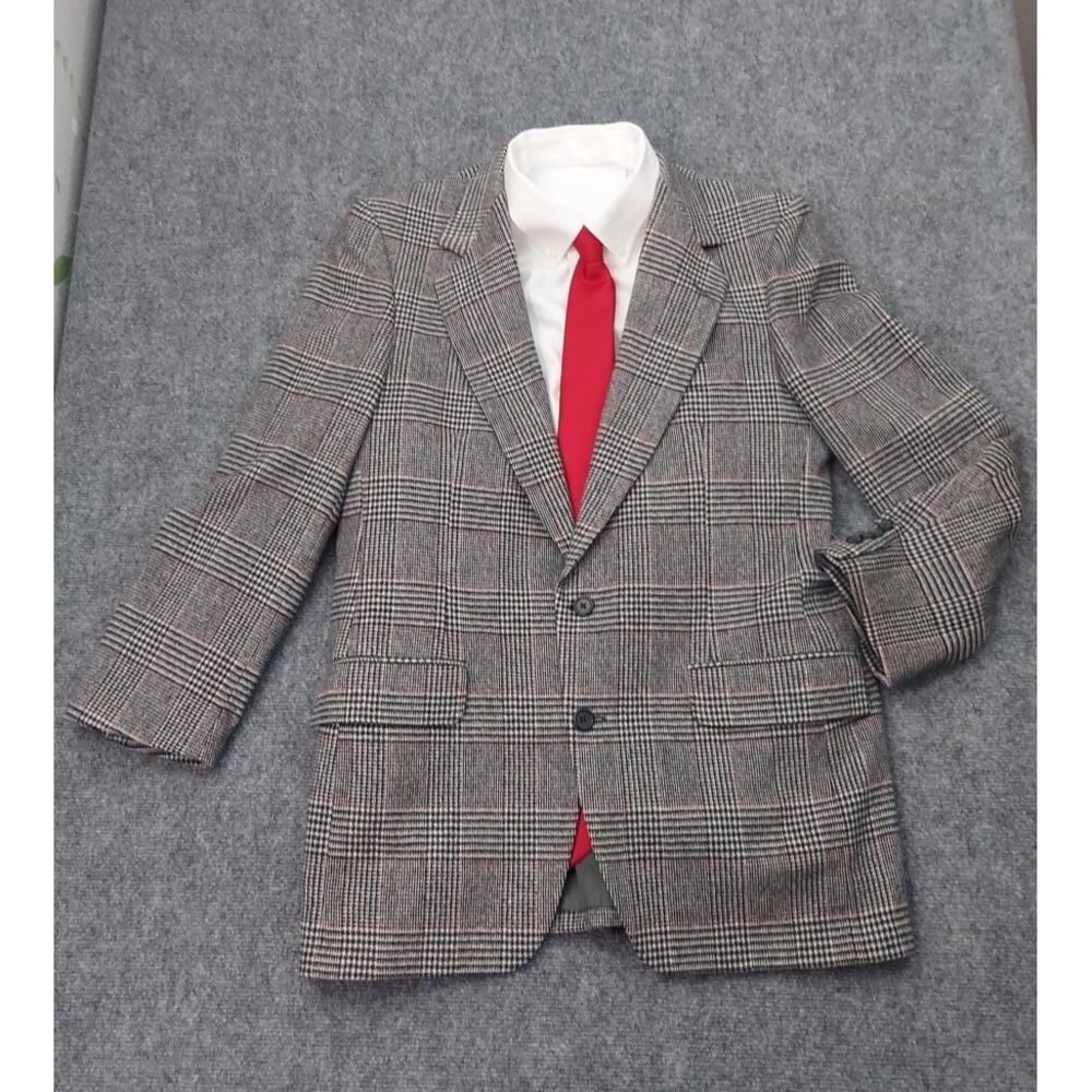 DiBenedetto Camel Hair Blazer Mens 40 Regular Gray Glen Plaid Sportcoat - Picture 2 of 16
